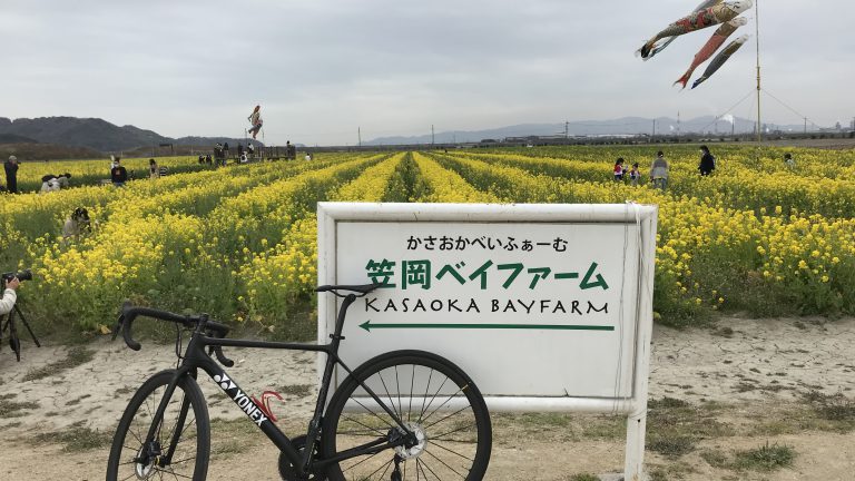 ヨネックスロードバイク試乗会でべいふぁーむ笠岡マラソンのコースを走る