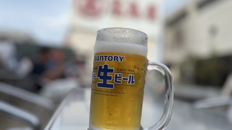 何年かぶりのビアガーデンで、聖火ランナーの同窓会